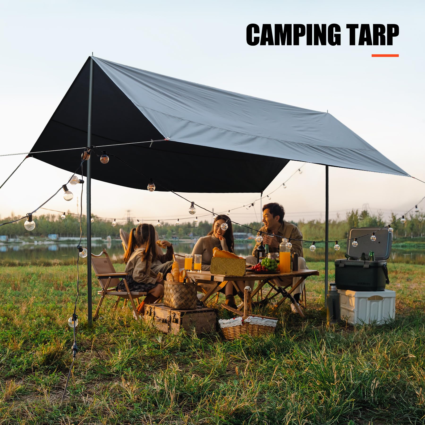 Redcamp Ultralight Tent Footprint For 8-10 Person Tent, Multifunctional Waterproof Camping Tent Tarp For Camping, Hiking And Sur