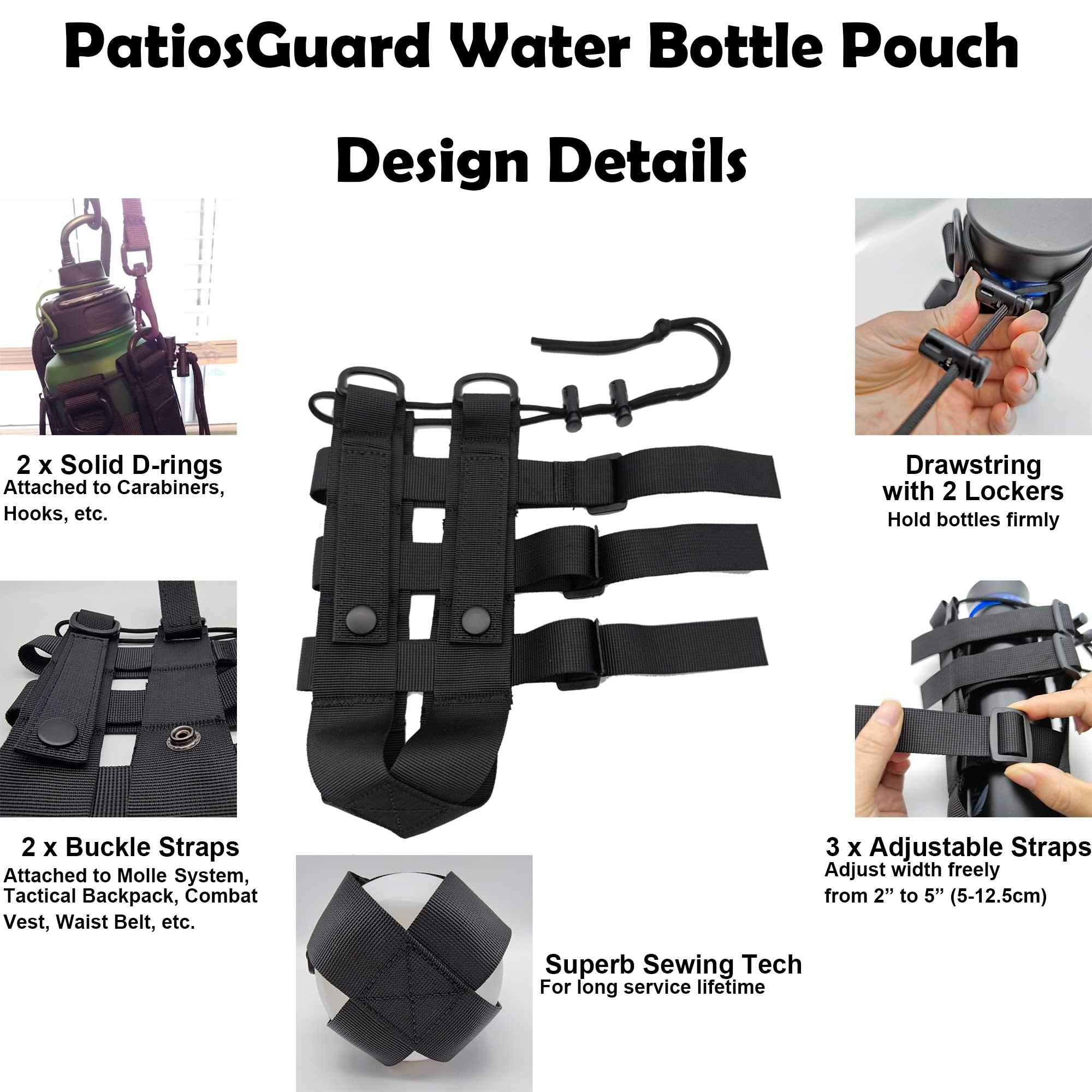 Patiosguard Tactical Water Bottle Pouch For Molle Systems, Adjustable Outdoor Sports Kettle Carrier Holder (Green)