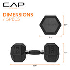CAP Barbell 30 LB Rubber Coated Hex Dumbbell Hand Weight with Padded Grip - Pair | Comfort Grip