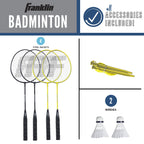 Franklin Sports Badminton Set - Backyard + Beach Badminton Net Set - Rackets And Birdies Included - Portable 4 Player Badminton