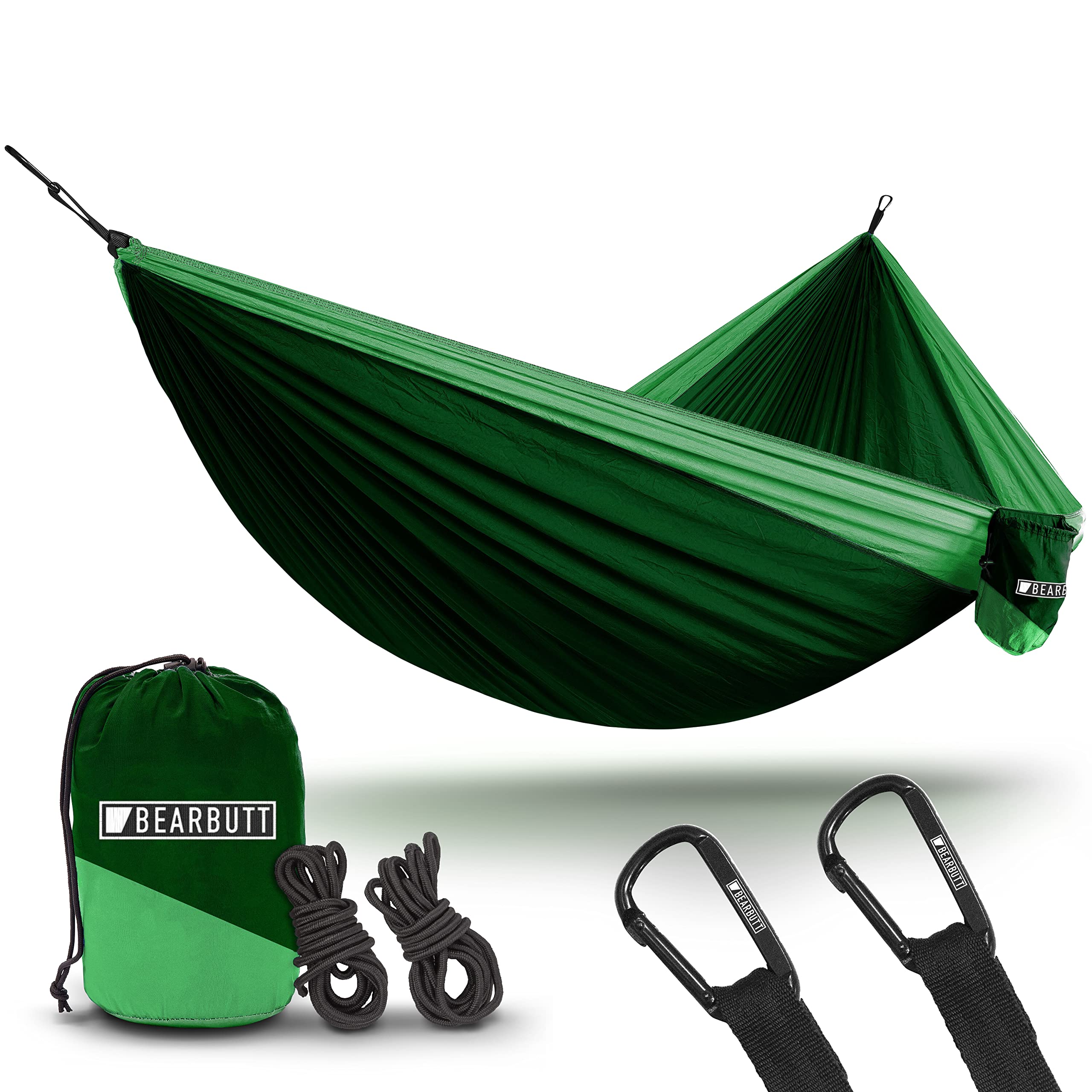 Bear Butt #1 Double Hammock, A Start Up Company Gear at Half the Cost of the Other Guys, Dark Green/Light Green