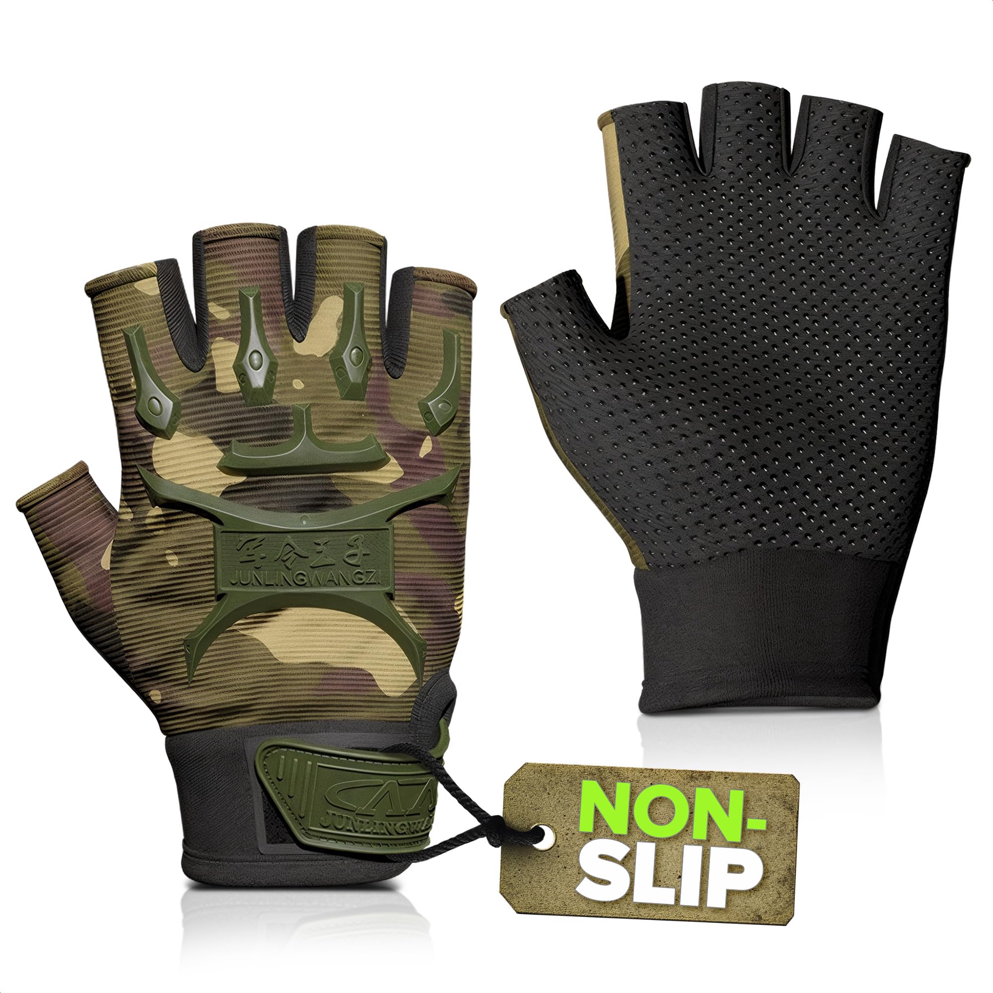 Lagarto Kids Fingerless Gloves - Breathable Fingerless Gloves for Kids (4.72 x 3.14) Military Design, Non-Slip & Comfortable for