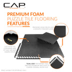 Cap Barbell 1-Inch Interlocking Eva Foam Exercise Puzzle Mats - 2 Pack | 24'' X 24'' X 1'' | Diamond Pattern - Black
