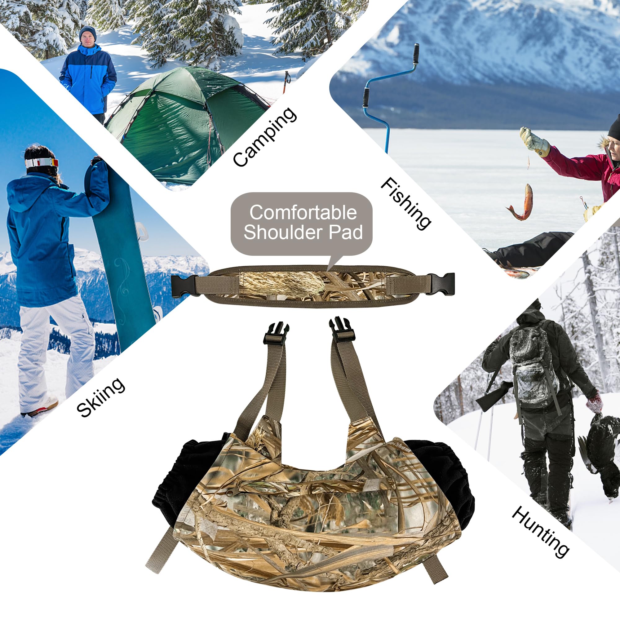 Mdstop Outdoor Hand Warmer Muff Fits For Hunting, Fly Fishing, Camping, Hiking (New Flannel Camo)