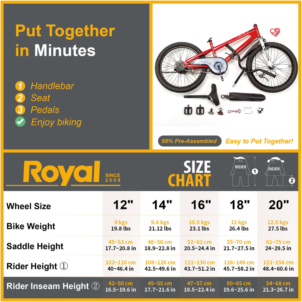 Royalbaby Royalbaby Freestyle Kids Bike For Boys And Girls, 20 Inch With Kickstand, Red