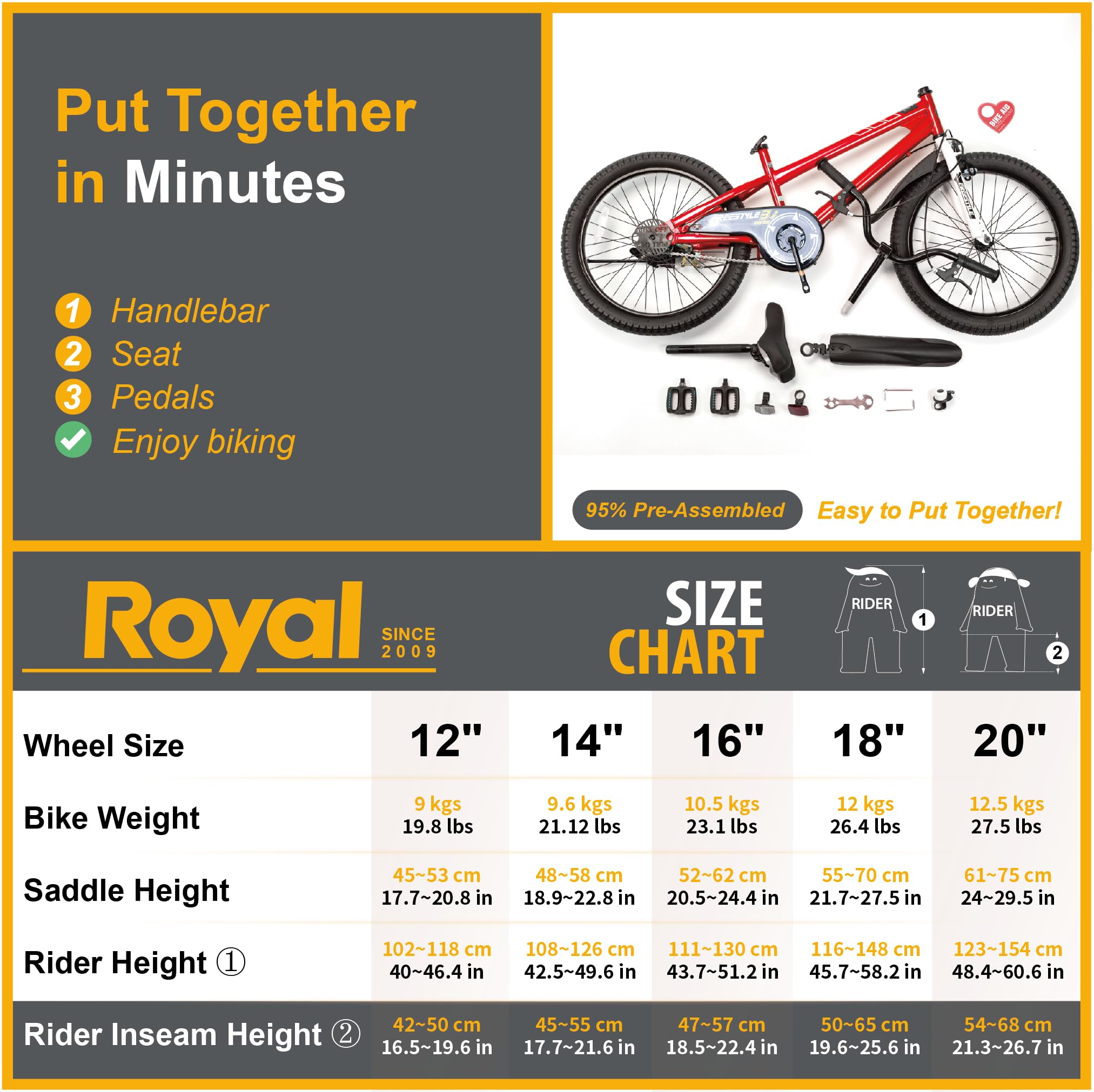 Royalbaby Royalbaby Freestyle Kids Bike For Boys And Girls, 20 Inch With Kickstand, Red