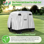 10L0L Universal 2-4 Passenger Golf Cart Cover For Ezgo, Club Car And Yamaha, Waterproof Sunproof And Durable, Silver White