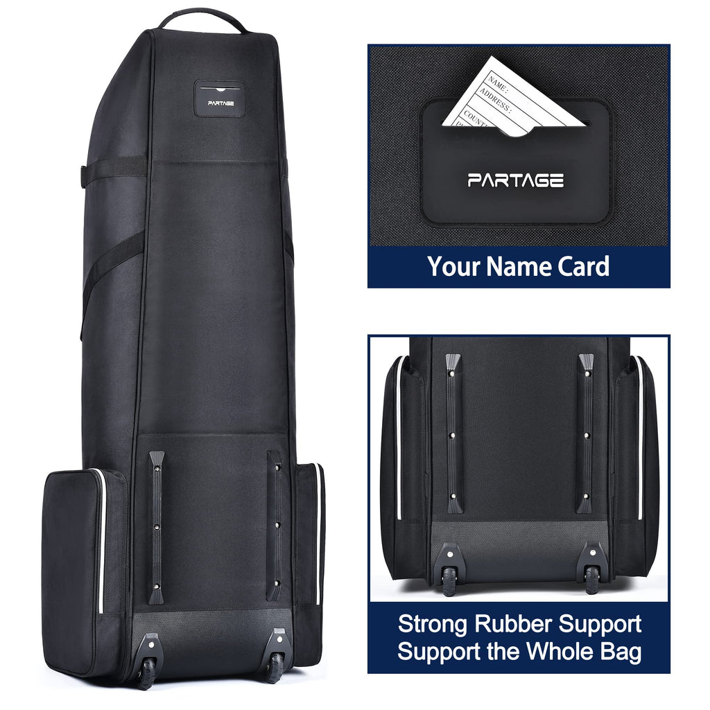 Partage Golf Travel Bag With Wheels,Golf Travel Case For Airlines, 600D Heavy Duty Oxford -Black