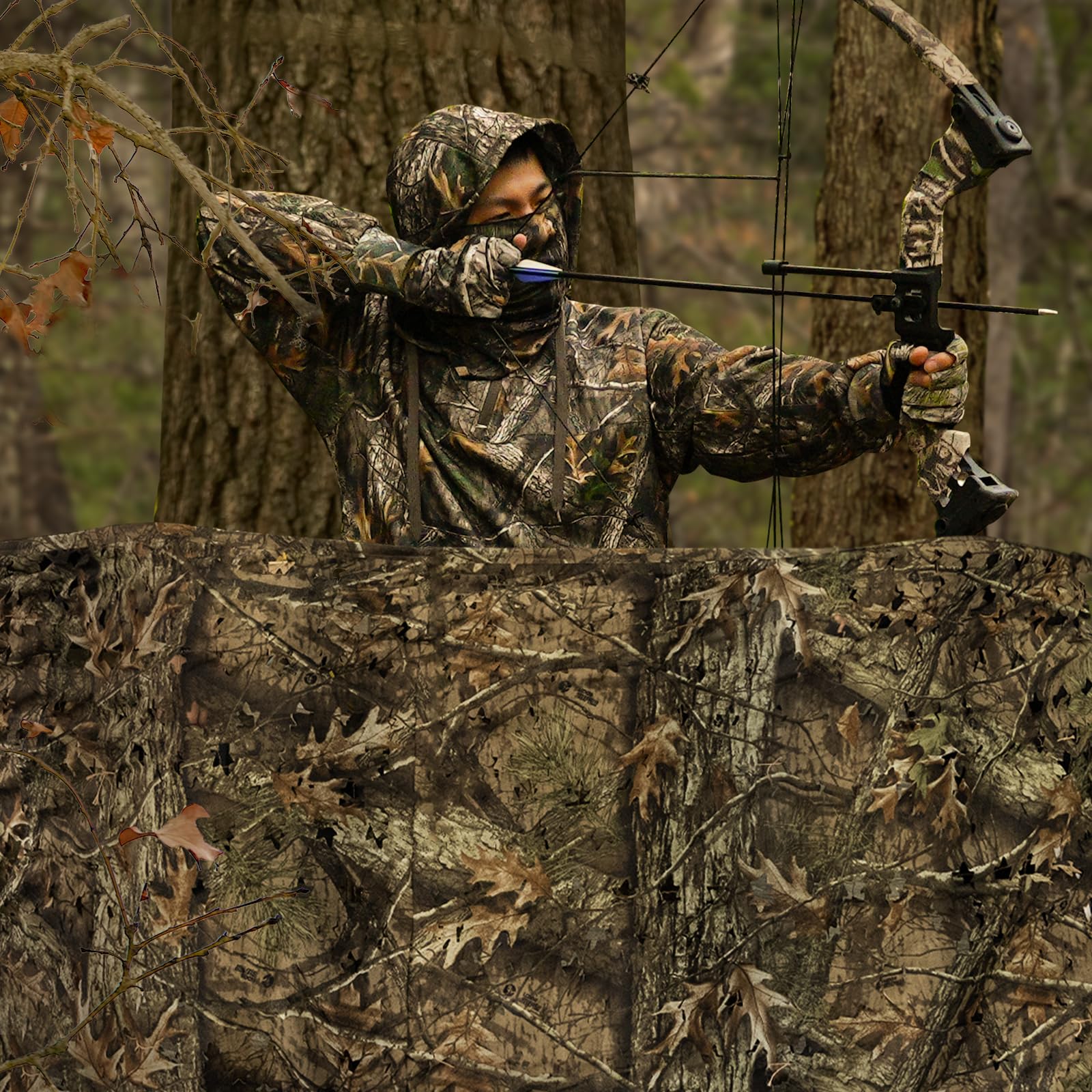Loogu Camo Netting, Camouflage Netting For Sunshade, Camping, Shooting And Hunting And Many More (Loogu Super Tree Camo+Loogu Gr