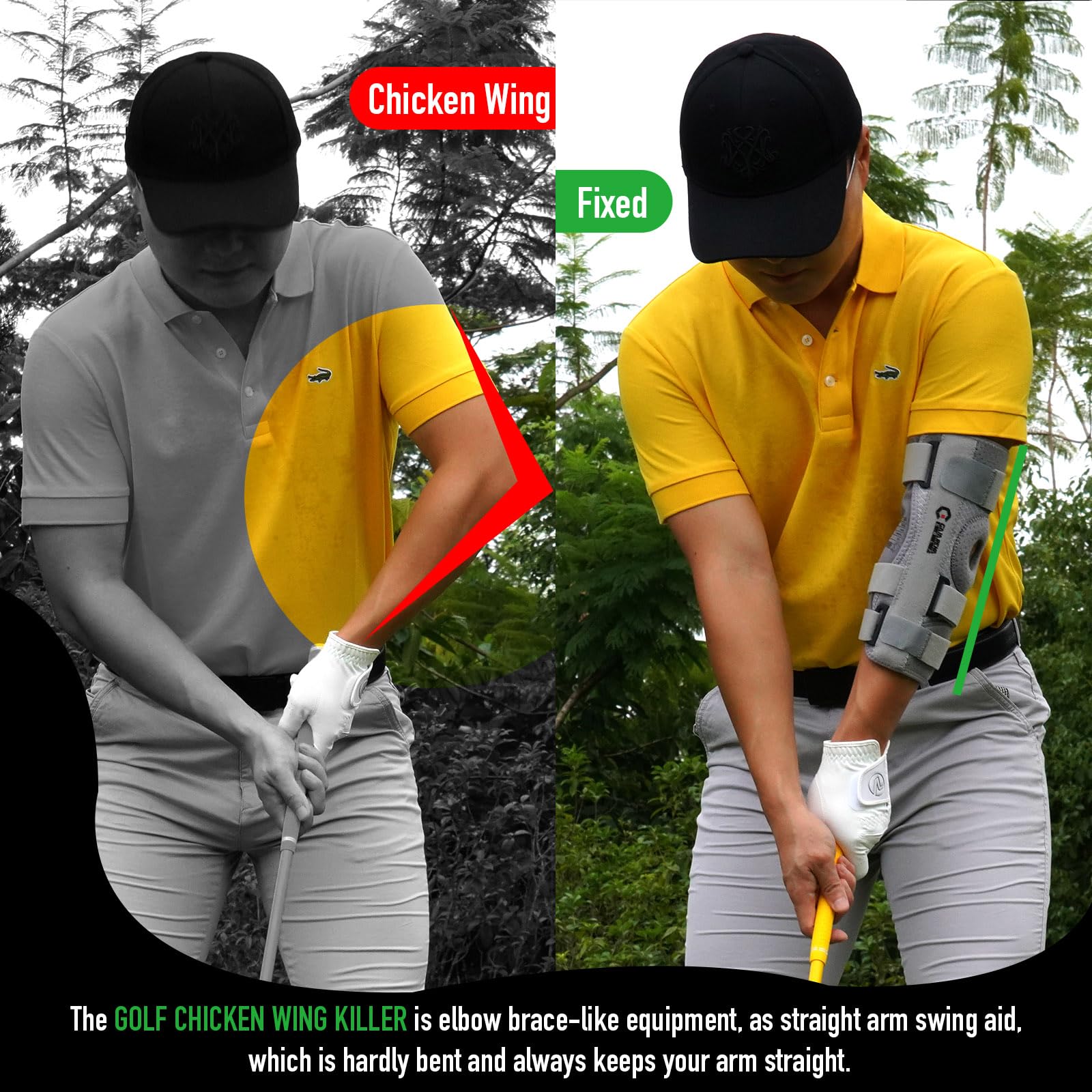 Gaiarena Golf Straight Arm Swing Aid For Junior Golfer Training, Build Up Muscle Memory & Say Goodbye To Golf Chicken Wing As Go