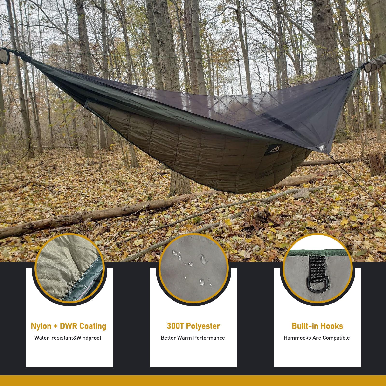 Ultralight Hammock Underquilt For Camping Backpacking, Ayamaya 3 Season Under Quilt Uq For Single Person Hammock Warm Under Blan