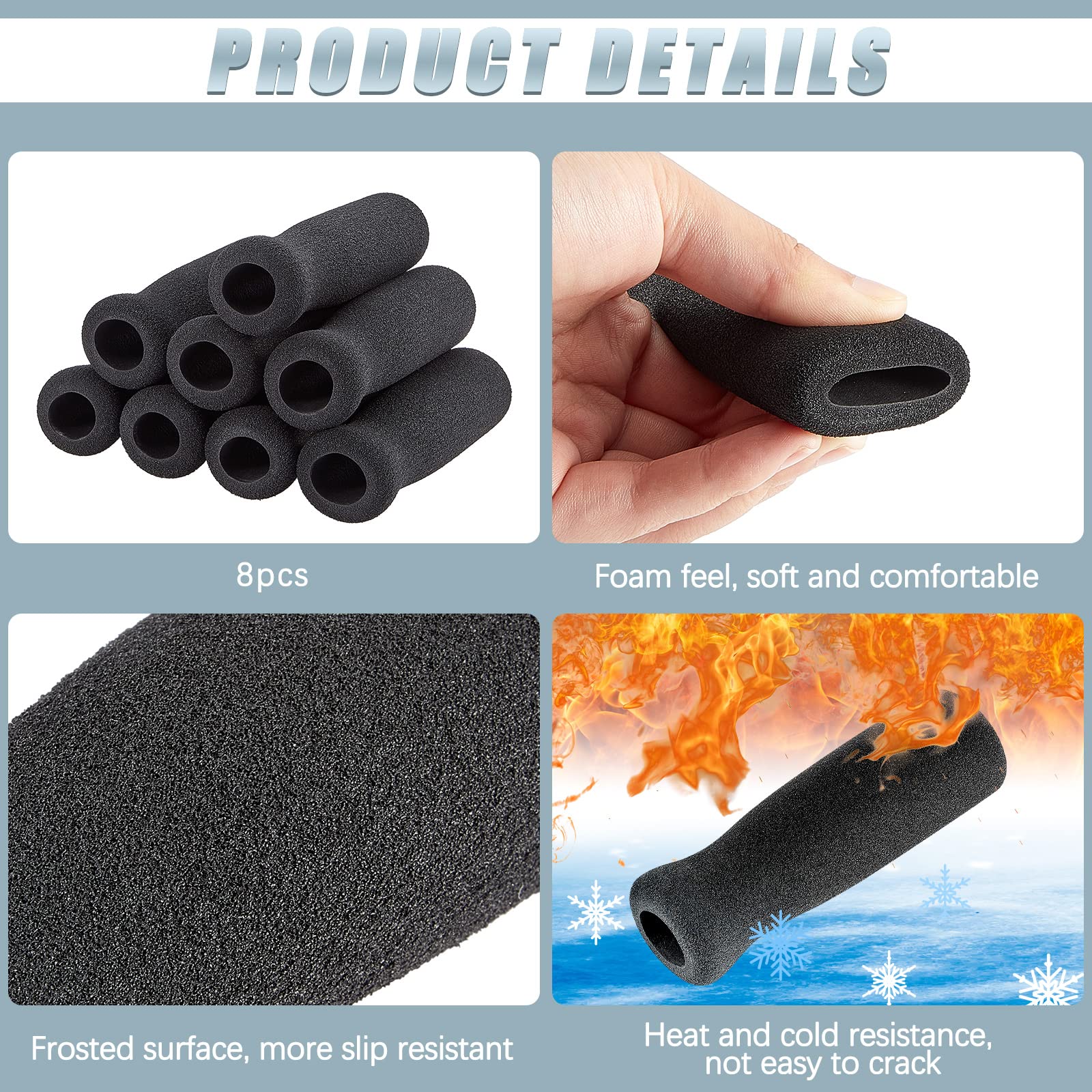 Timtin Foam Cane Handle Grip Replacement Offset Walking Hand Foam Handle For Bicycle Handlebars 4.53 X 0.98 X 0.98 Inch, Black(4
