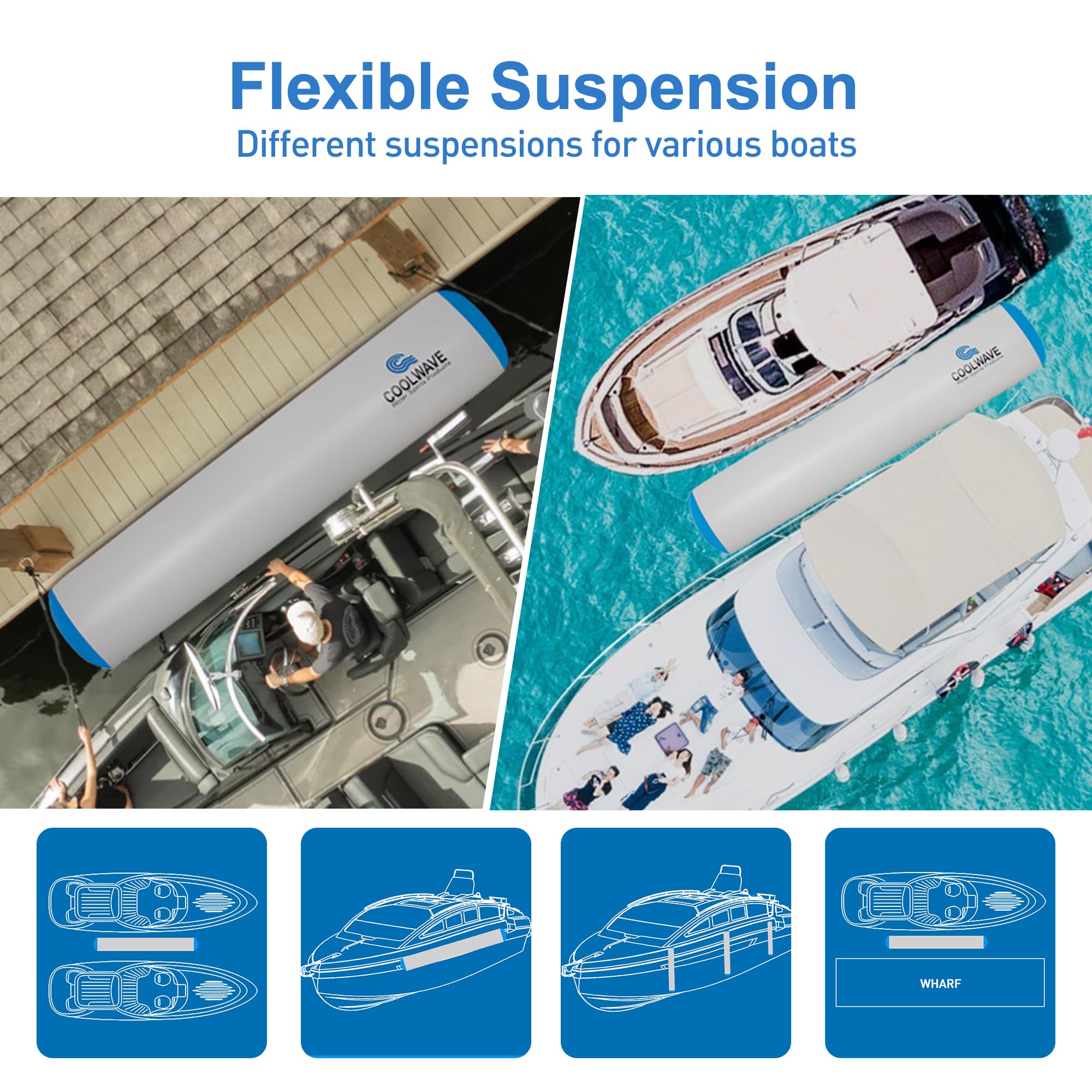 Coolwave 10Ft Inflatable Boat Fenders, Upgraded Boat Bumper For Docking, Heavy Duty Dock Fender With Storage Bag, Dock Bumper Fo