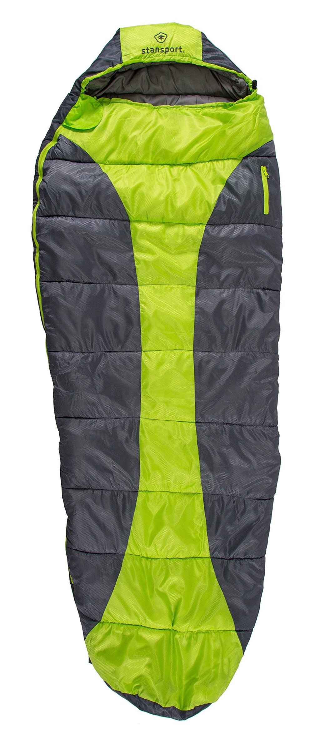 Stansport Stansport Trekker - 86 In X 34 In Mummy Sleeping Bag, Green/Gray