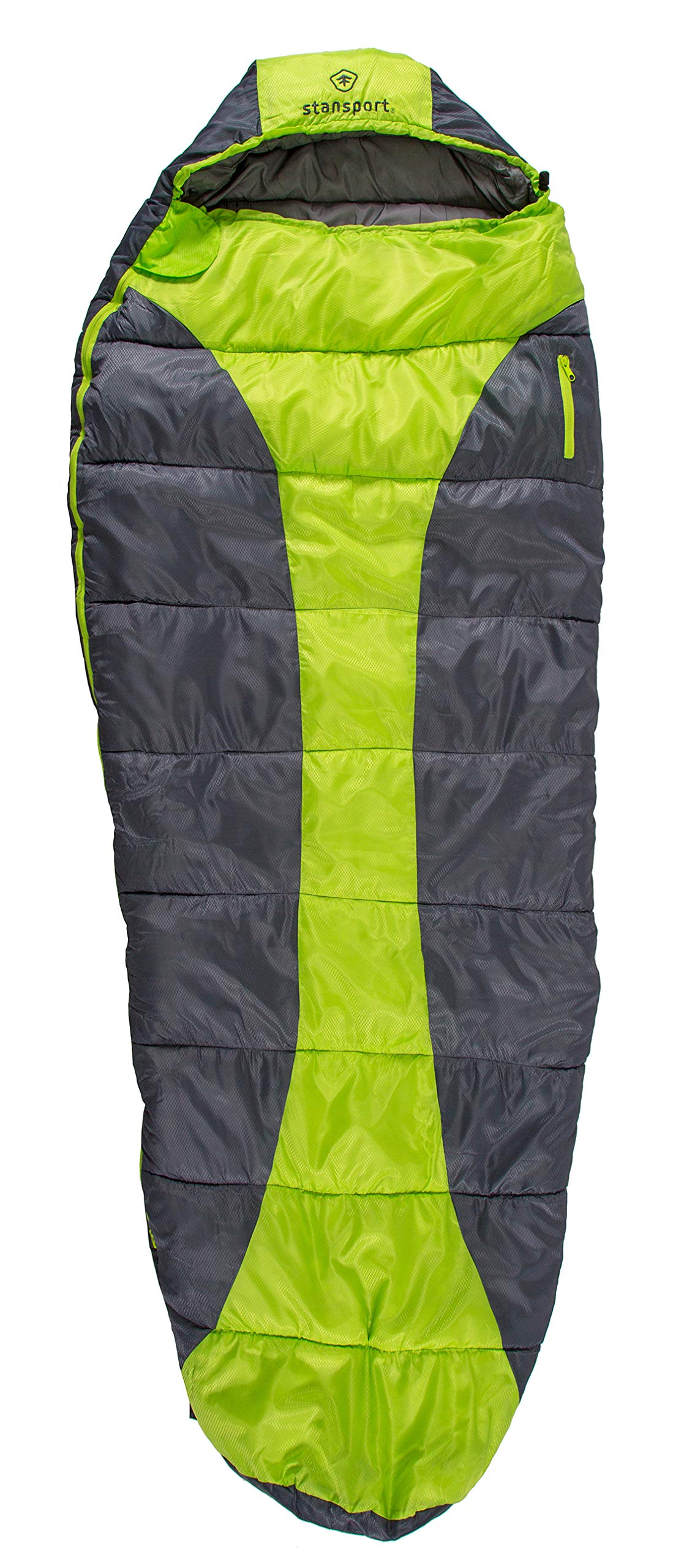 Stansport Stansport Trekker - 86 In X 34 In Mummy Sleeping Bag, Green/Gray