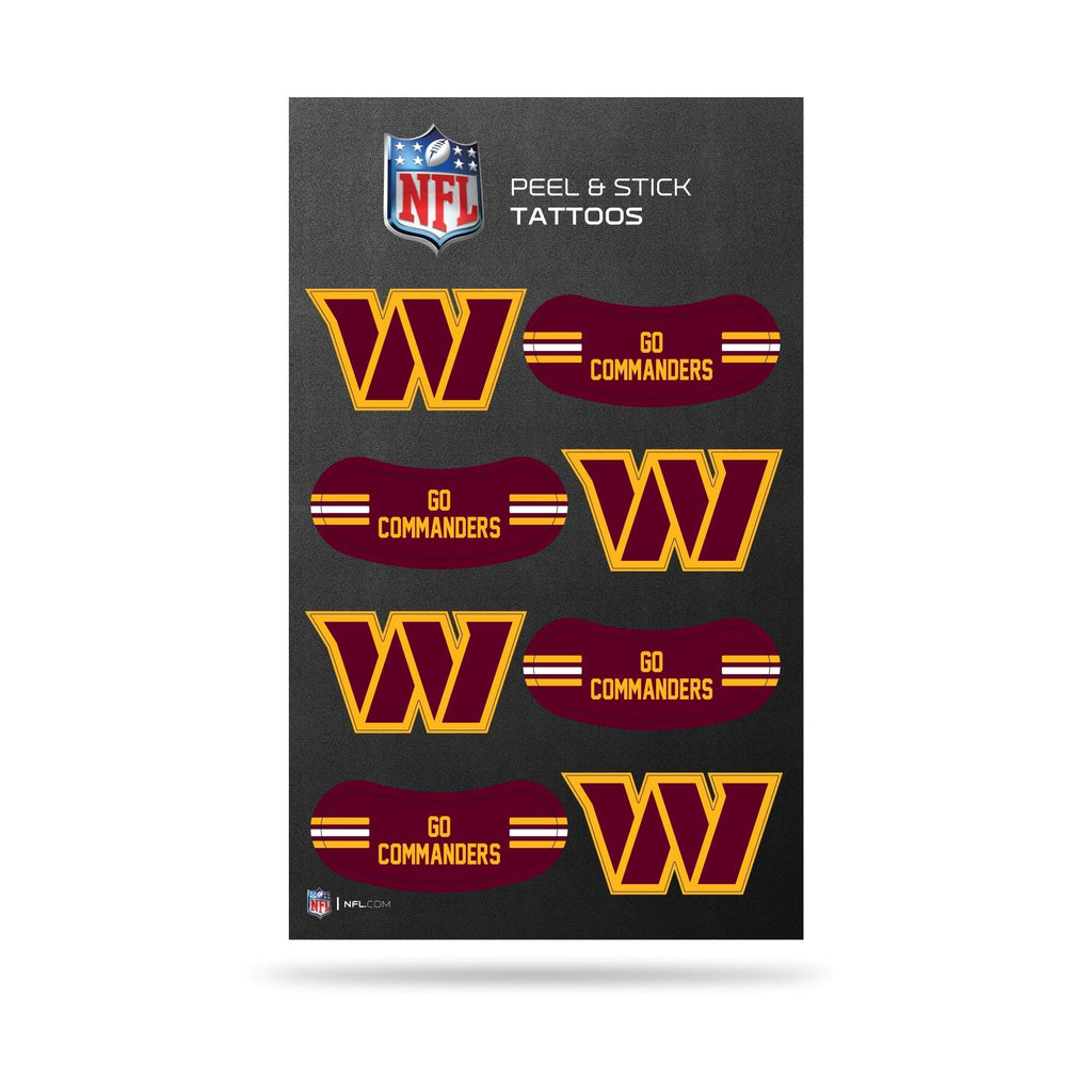 Rico Industries NFL Football Washington Commanders Peel & Stick Temporary Tattoos - Eye Black - Game Day Approved!