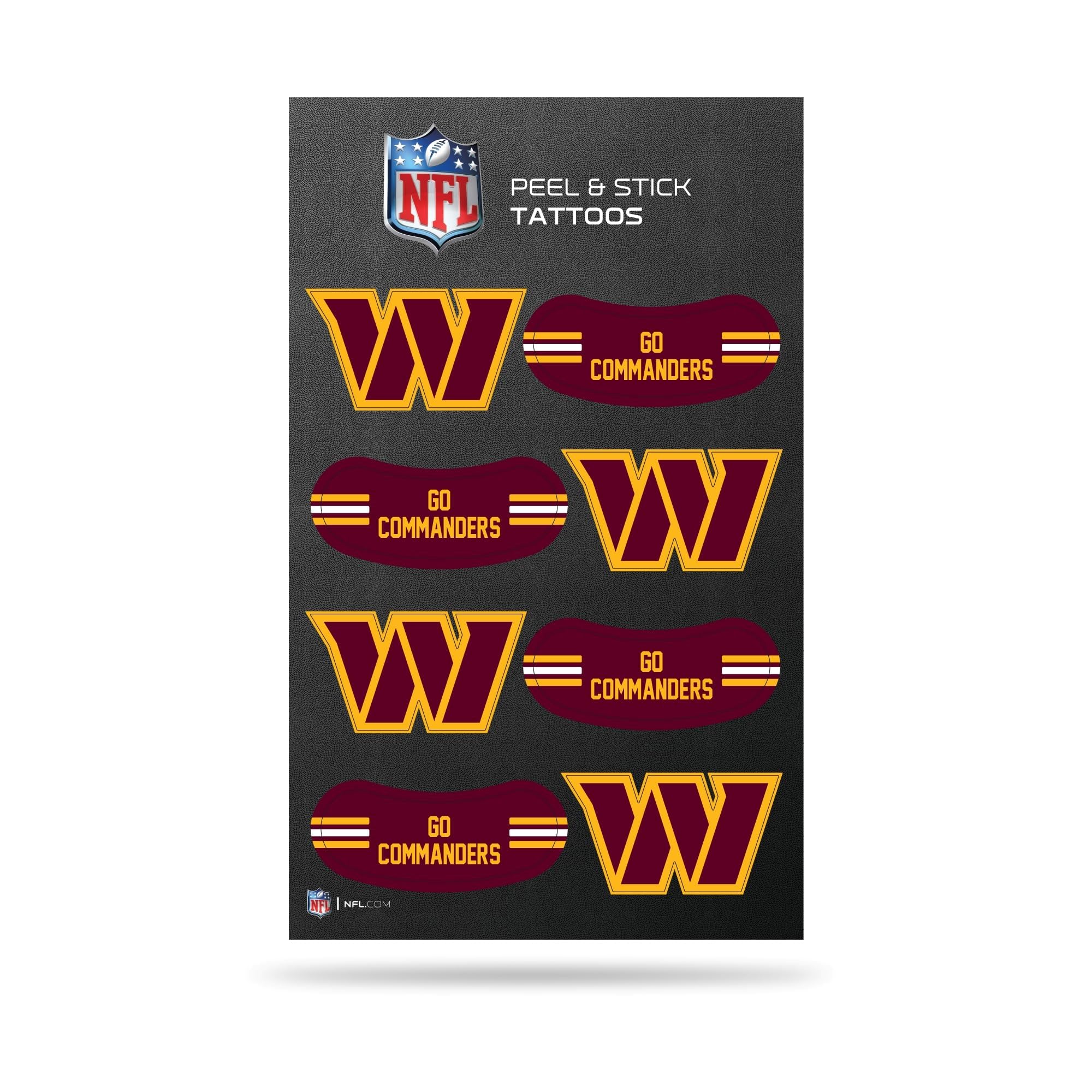 Rico Industries NFL Football Washington Commanders Peel & Stick Temporary Tattoos - Eye Black - Game Day Approved!