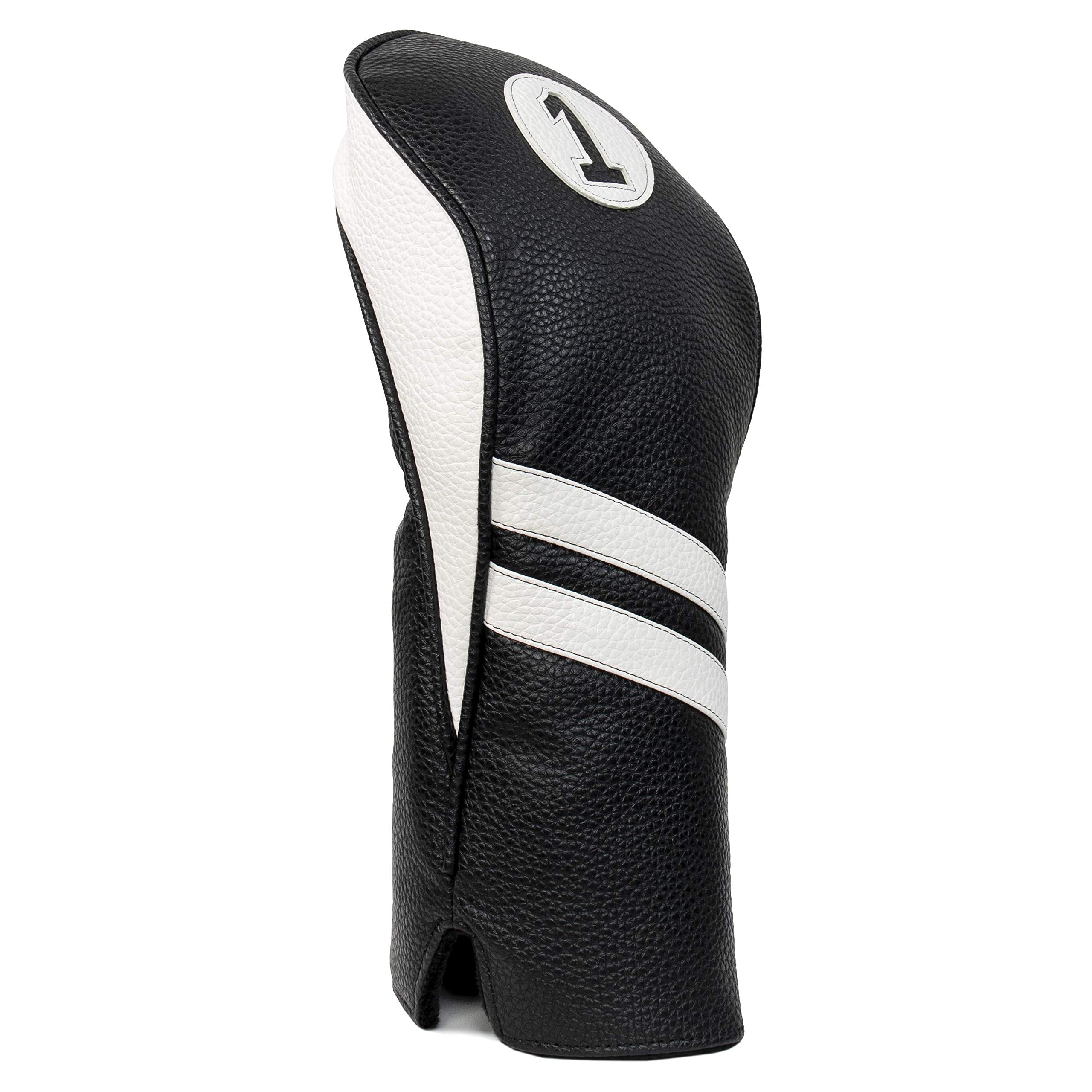 Proactive Sports Vintage Golf Club Head Covers For Driver | 1 Headcover For Up To 460Cc | Classic Leather Look | Black/White