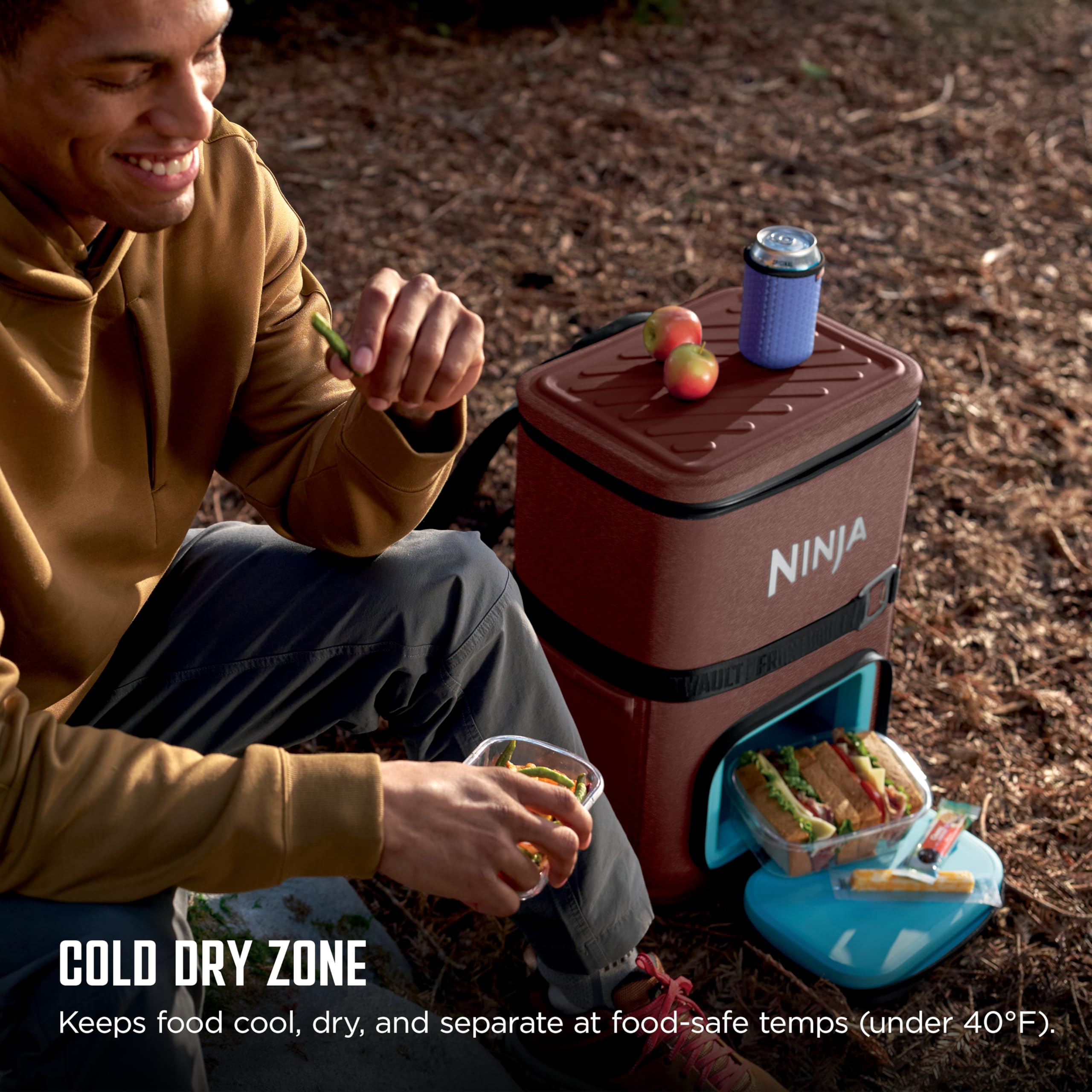 Ninja | Backpack Cooler | Frostvault Go 36 Can Soft Cooler | Leakproof Zipper With Built In Can Opener, 2 Ice Packs & Dry Storag