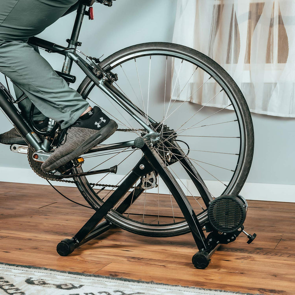 Alpcour Bike Trainer Stand For Indoor Riding - Portable Stainless Steel Indoor Trainer W/Magnetic Flywheel, Noise Reduction, 6 R