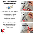 Quarter Turn Angle Valve 5/8-Inch Od By 12-Inch Stainless Steel Toilet Supply, Lead-Free, Quick Lock