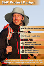 Safari Sun Hat Wide Brim Bonnie Fishing Cap With Adjustable Drawstring Olive For Men & Women
