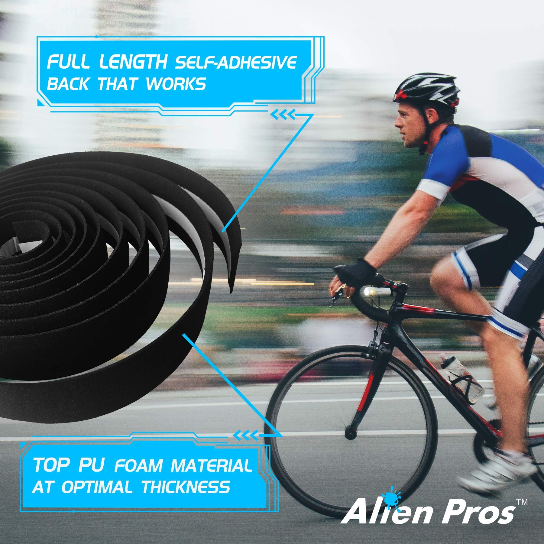 Alien Pros Bike Handlebar Tape Eva (Set Of 4) Bianchi Green - Enhance Your Bike Grip With These Bicycle Handle Bar Tape - Wrap Y