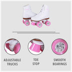 Chicago Girls Rink Roller Skate - White Youth Quad Skates - Size 3