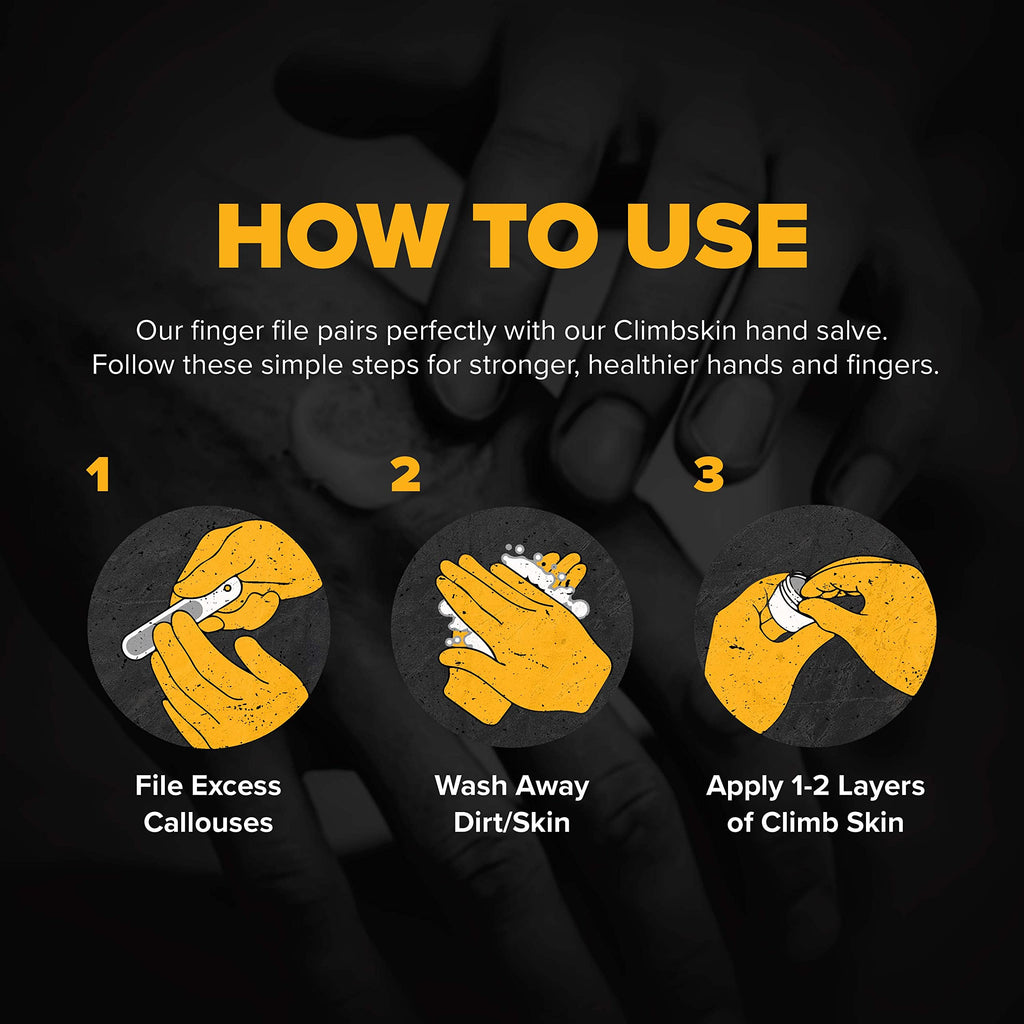 Climbskin Double Sided Hand & Finger File - Pocket Sized For Travel - For Flappers, Rips, Cracks - Strong Smooth Hands - Great F