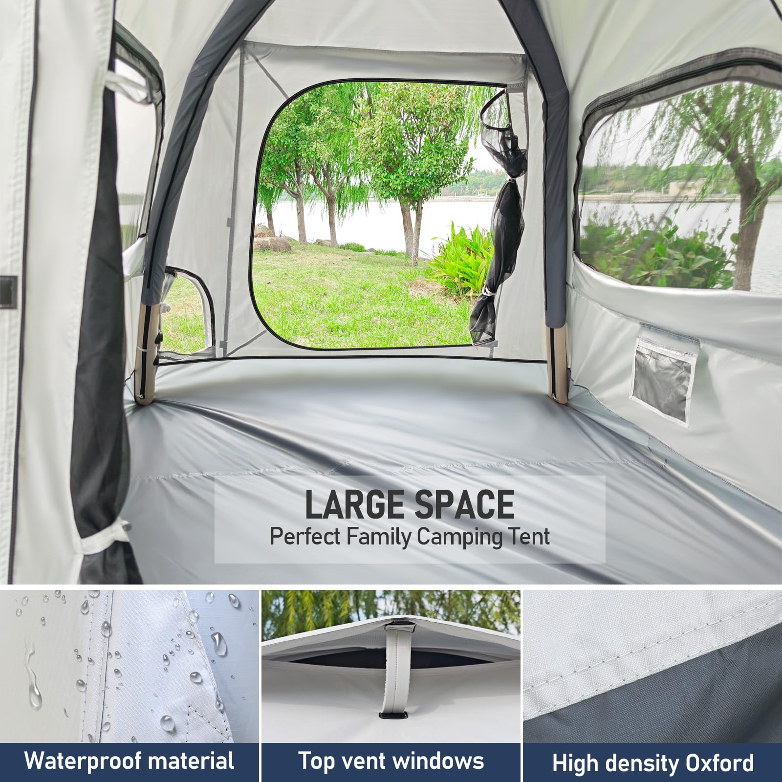 Automatic Inflatable Camping Tent,Easy Set Up 3-4 Person Glamping Outdoor Air Blow Up Tents, Quick Setup Air Tent With A Built-I
