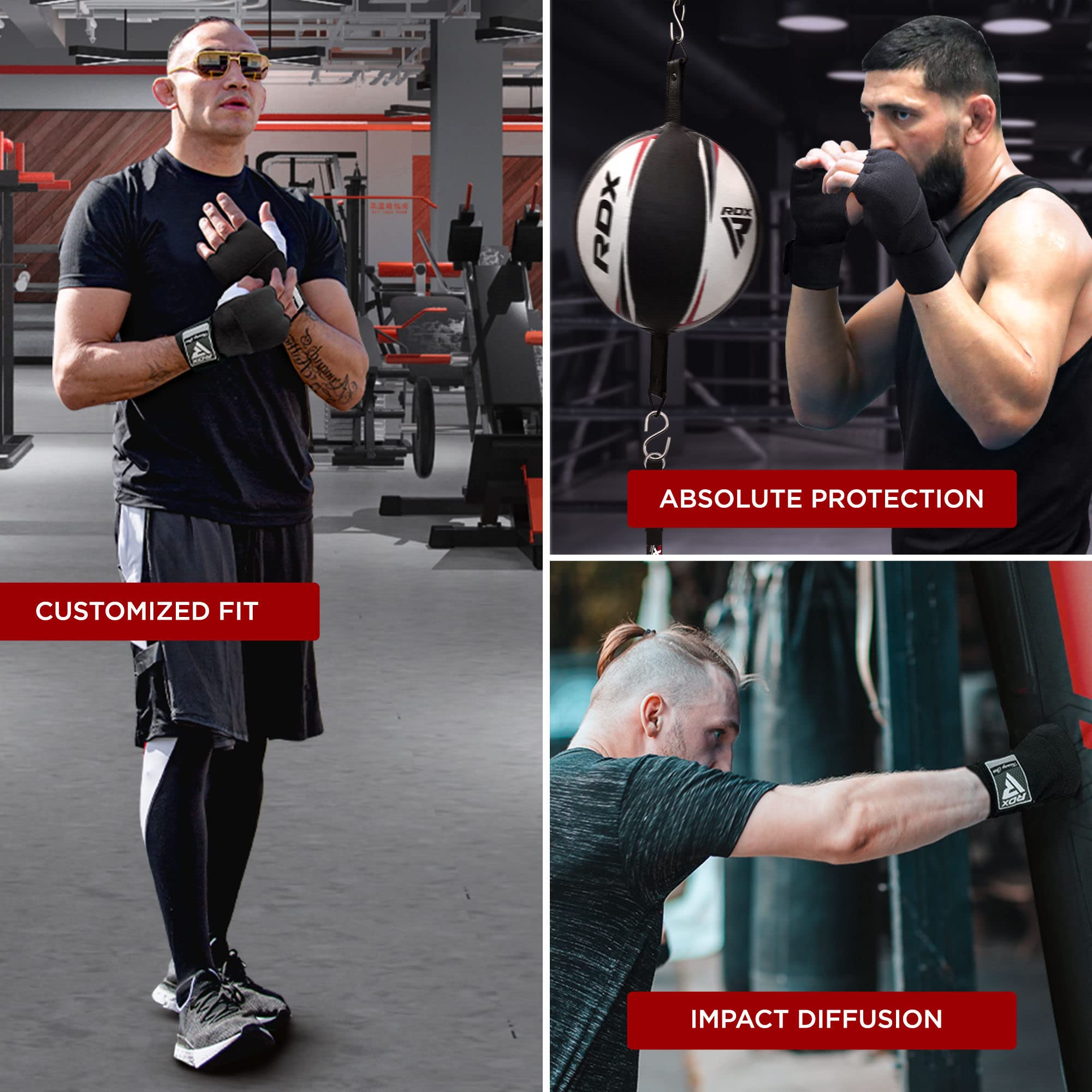 Rdx Boxing Hand Wraps Inner Gloves Men Women, Quick 75Cm Long Wrist Straps, Elasticated Padded Fist Under Mitts Protection, Muay