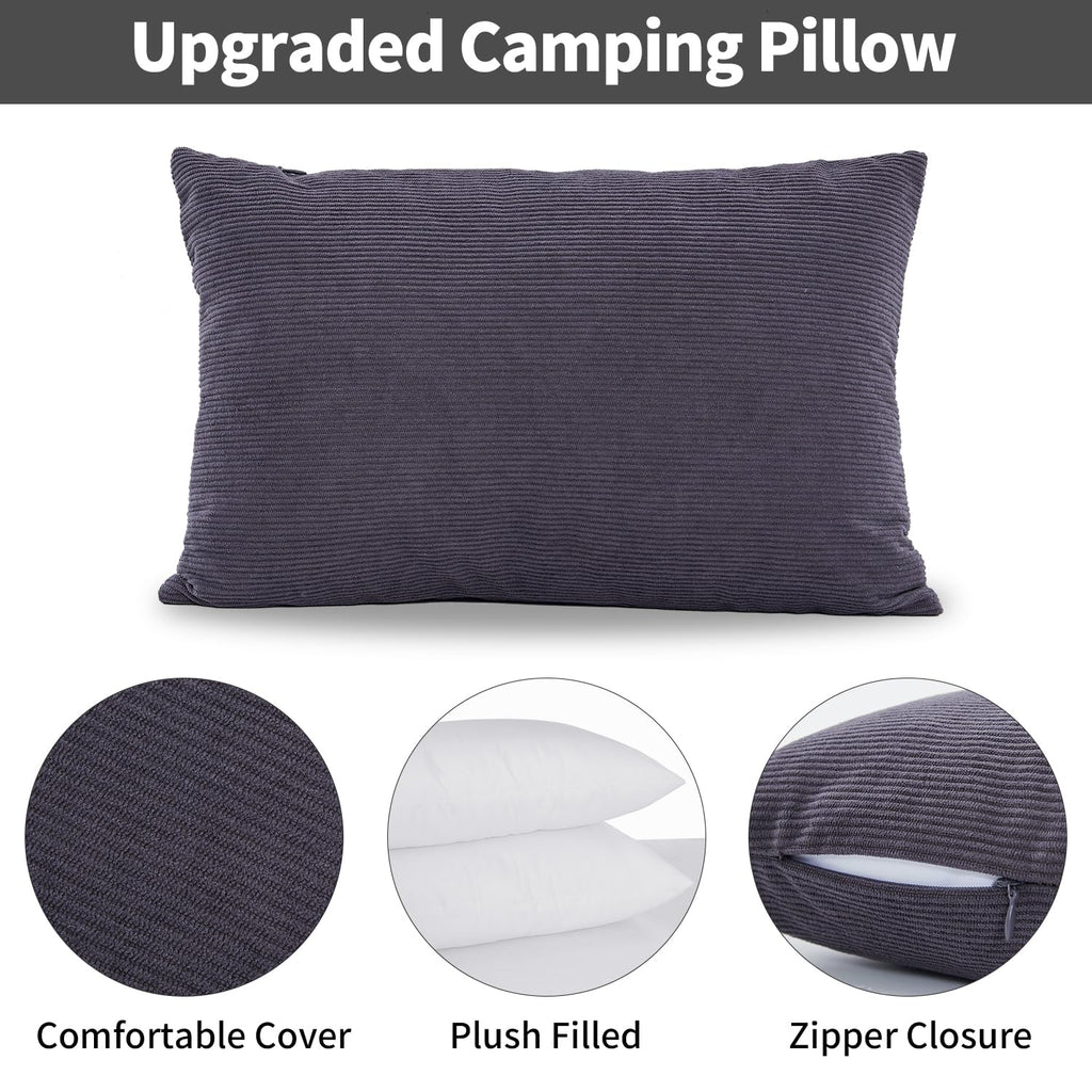 Moon Lence Camping Pillows 2 Pack, Supportive Pillow For Sleeping, Compressible Lightweight For Camp And Travel, With Removable