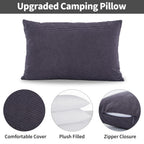 Moon Lence Camping Pillows 2 Pack, Supportive Pillow For Sleeping, Compressible Lightweight For Camp And Travel, With Removable