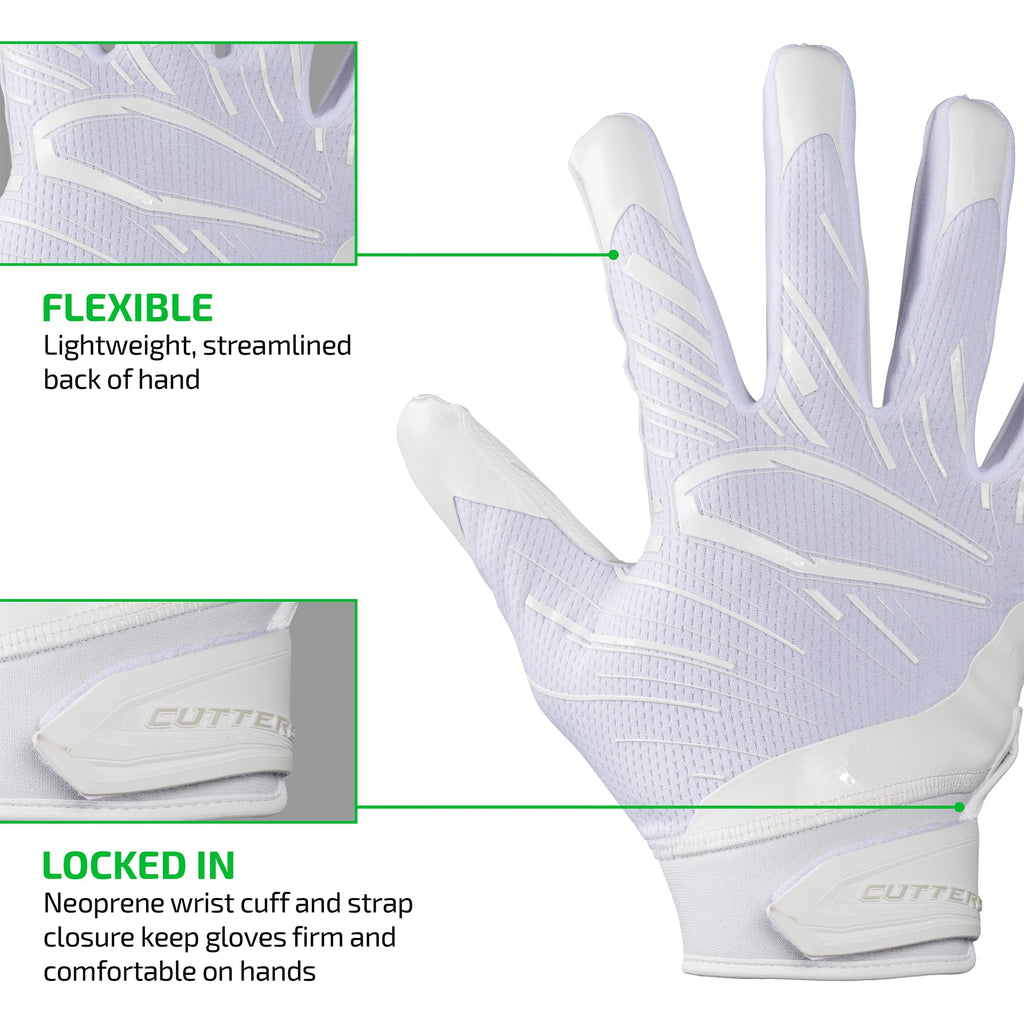 Cutters Football Gloves - Game Day Football Receiver Gloves with High Tack Silicone Grip, Superior Support and Protection - Soli