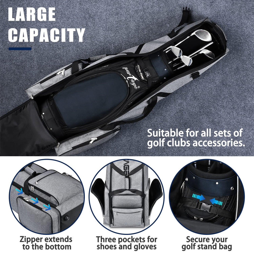 Partage Golf Travel Bag With Wheels,Golf Travel Case For Airlines, 600D Heavy Duty Oxford -Gray
