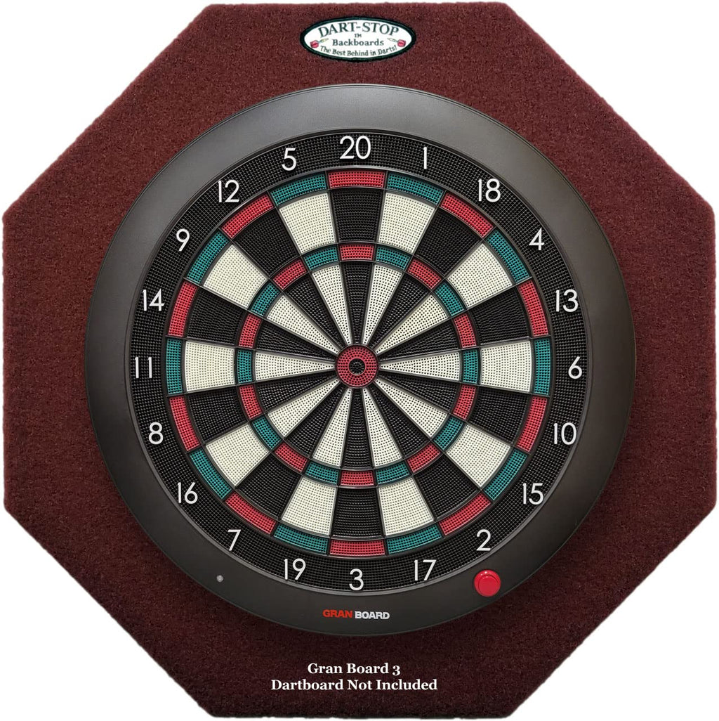 Dart-Stop 29 Inch Burgundy Octagon Pro Dart Board Backboard  Wall Protector  Dartboard Surround