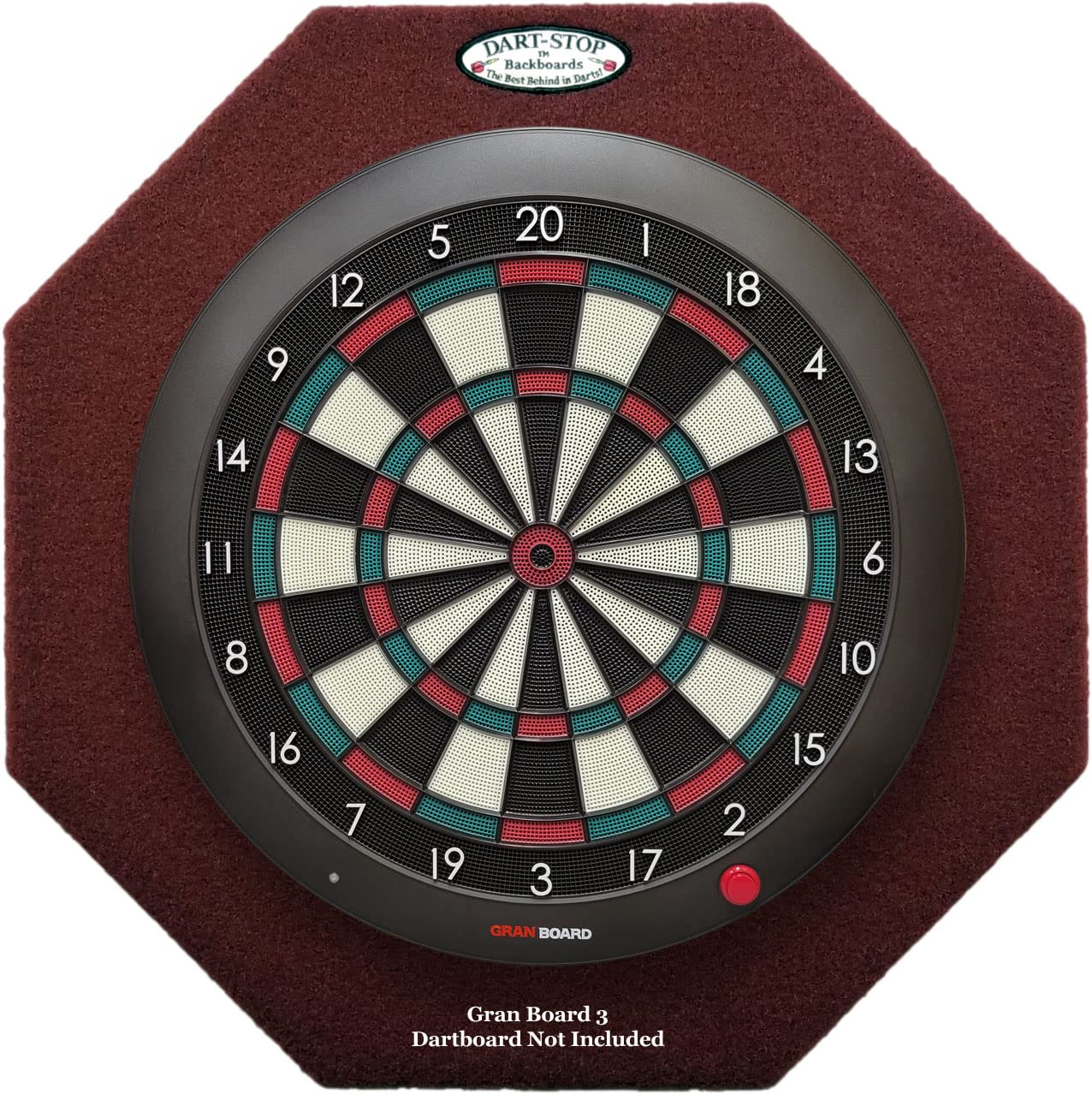 Dart-Stop 29 Inch Burgundy Octagon Pro Dart Board Backboard  Wall Protector  Dartboard Surround