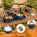 Hisencn 2 Burner Foldable Camping Stove With Griddle,Portable Propane Camp Stove, 20000 Btu Propane Stove, Outdoor Gas Stove Wit