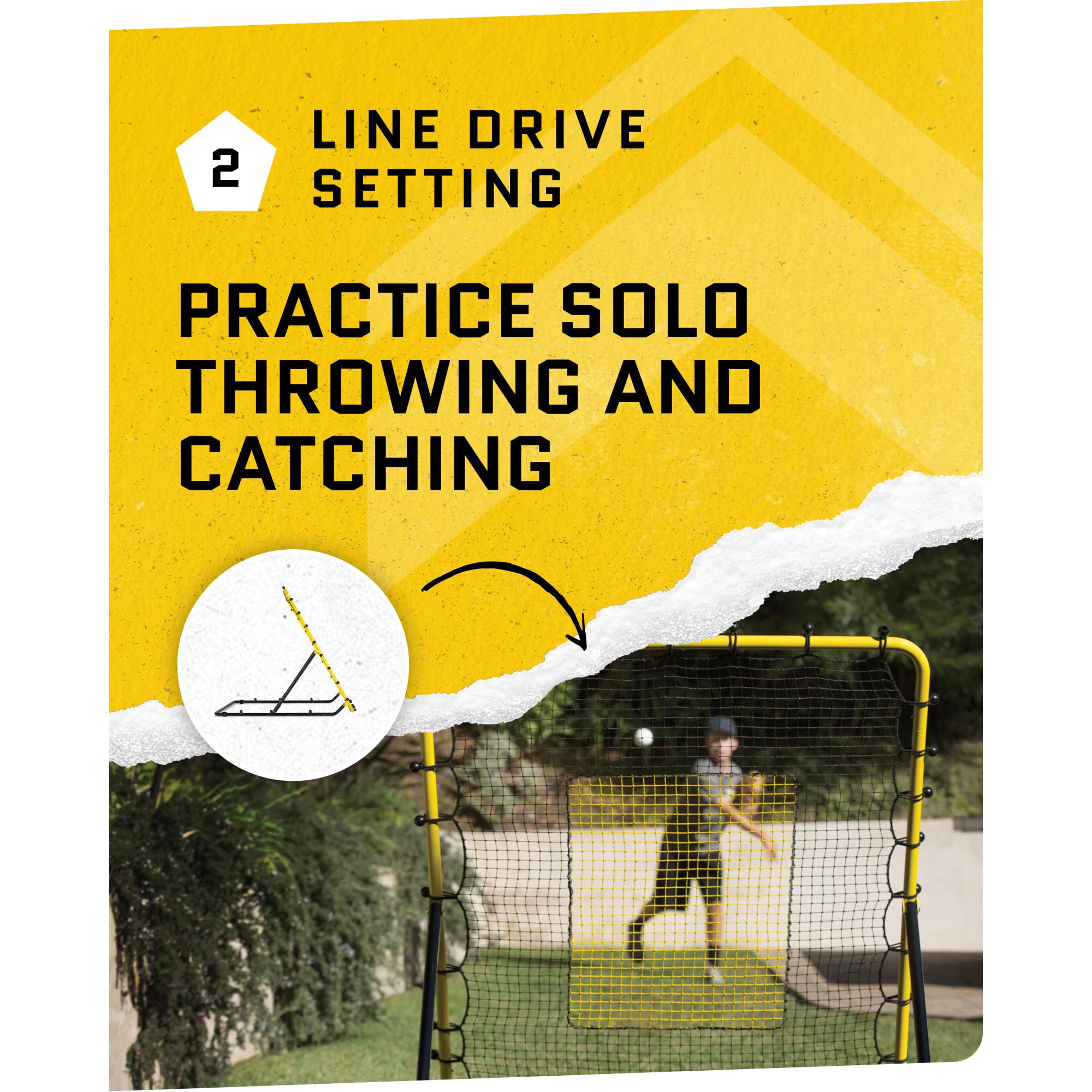 SKLZ Fielding Trainer - Baseball & Softball Pitch-Back Rebound Net - Ground, Line Drive & Fly Ball Return Settings - 4 x 4.5-Foo