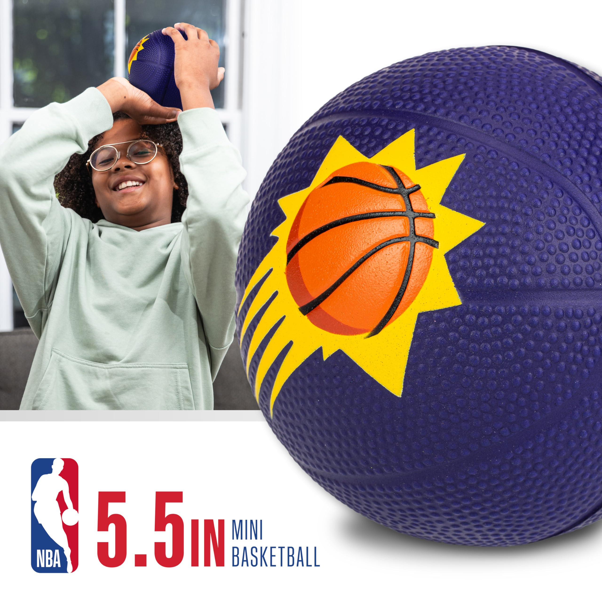 Franklin Sports Nba Phoenix Suns Mini Foam Basketball - Kids 5.5'' Inch Toy Basketball For Over The Door + Mini Indoor Hoops - N
