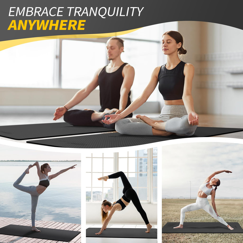 Cambivo Yoga Mat For Women Men Kids, 72'' X 24'' Tpe Yoga Mats, 1/4 & 2/5 Inch Extra Thick Yoga Mat Non Slip, Workout Mat With C