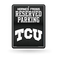 Rico Industries NCAA TCU Horned Frogs Metal Parking Sign 8.5 x 11 Carbon Fiber Metal Parking Sign - Great for Man Cave, Bed Room