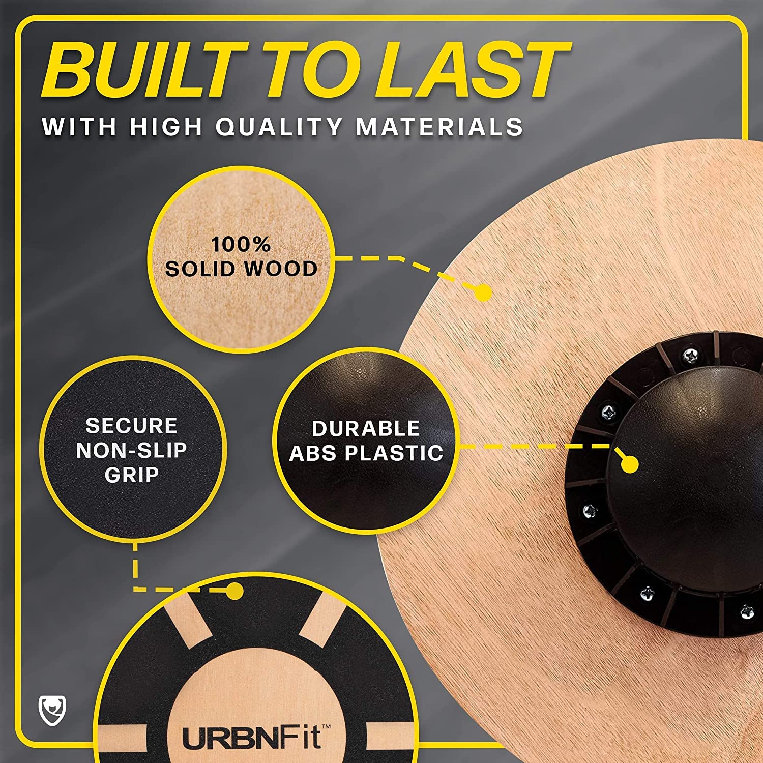 Urbnfit Balance Board Trainer - Wooden Wobble Balancing Board For Core Stability, Strength Training & Flexibility - Wobble Board