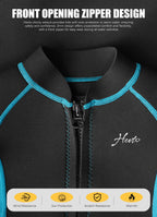 Hevto Kids Wetsuit Shorty For Boys Girls Youth Child Size 16 Year 2Mm Neoprene Front Zip Wet Suit In Cold Water Thermal For Swim