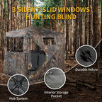 Funhorun Hunting Blind 270 Degree See Through Ground Blind For Hunting, 2/3 Person Pop Up Camouflage Tent For Deer And Turkey, P