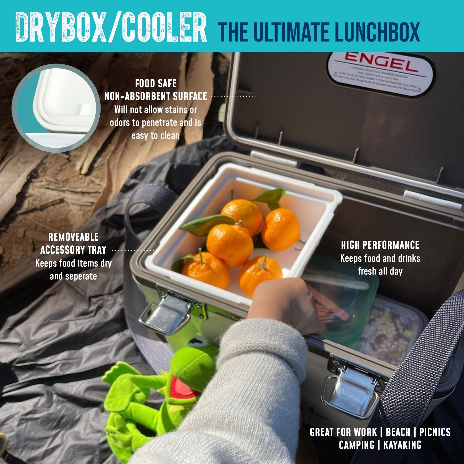 Engel Uc7 7.5Qt Leak-Proof, Air Tight, Drybox Cooler And Small Hard Shell Lunchbox For Men And Women In Tan