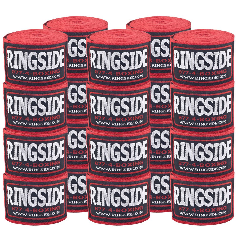 Ringside Cotton Standard Boxing Handwrap (Pack Of 10), Red