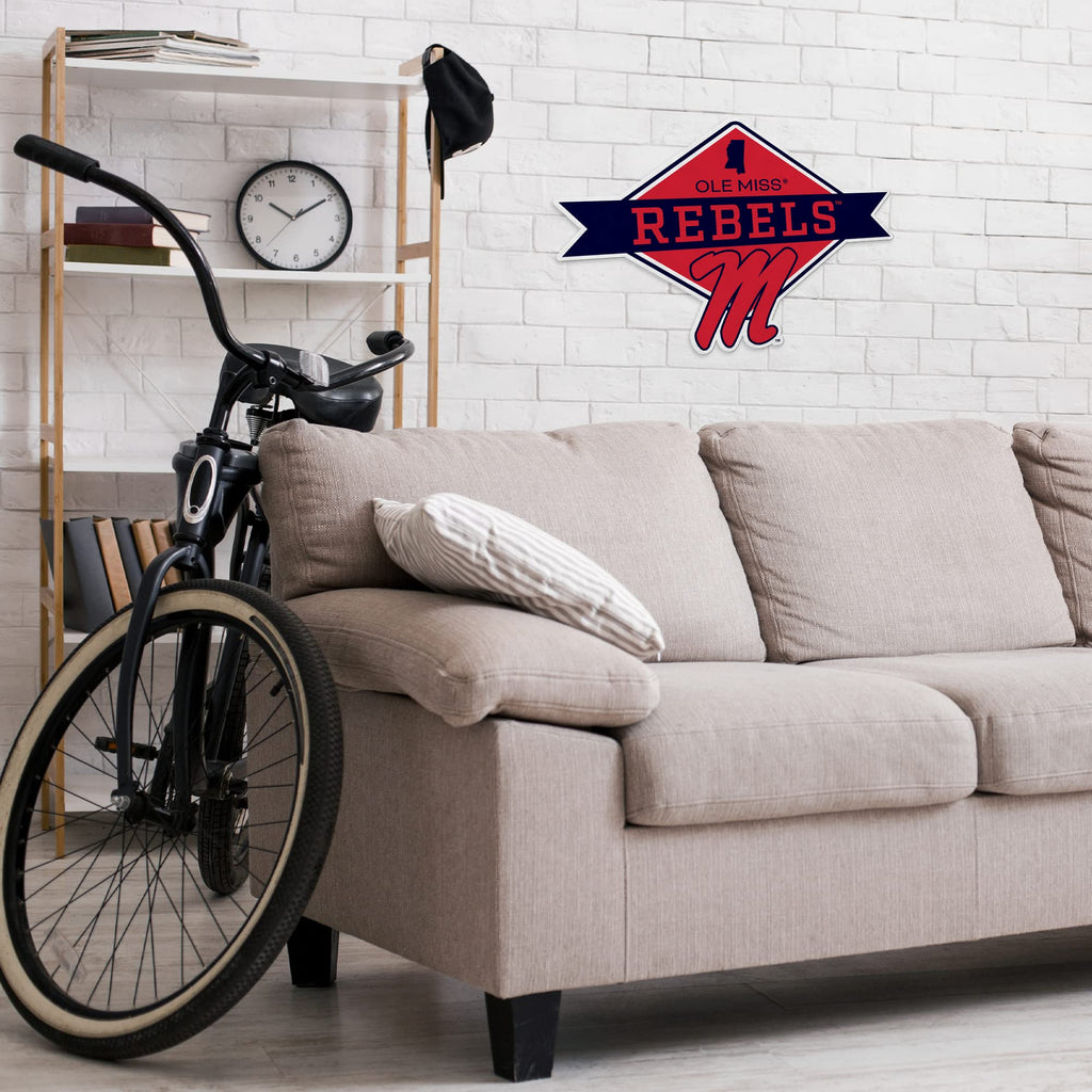 Rico Industries Ncaa Mississippi Rebels Diamond Shape Cut Pennant - Home And Living Room D  Cor - Soft Felt Ez To Hang