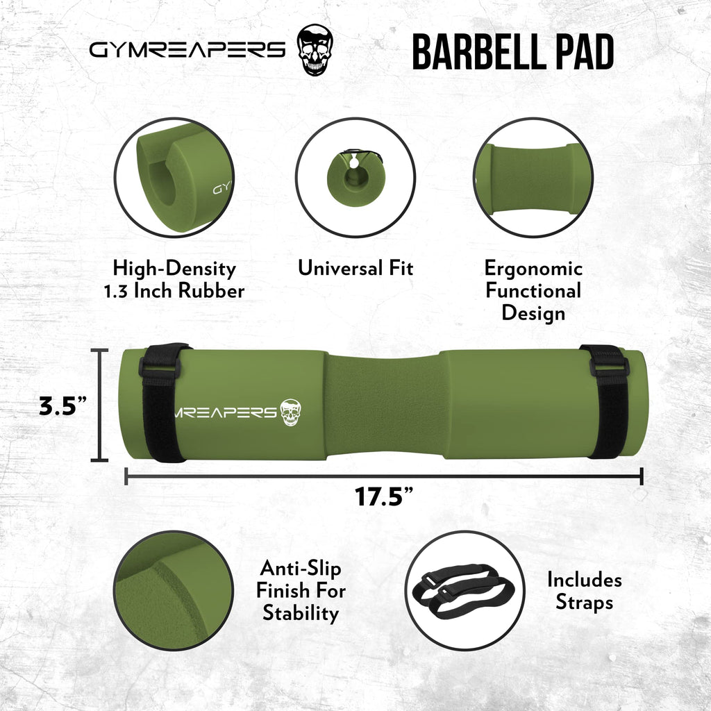 Gymreapers Barbell Squat Pad - Protective Bridge Pad For Hip Thrust, Squats, Lunges - Hip Support, Neck Protection For Bar (Gree
