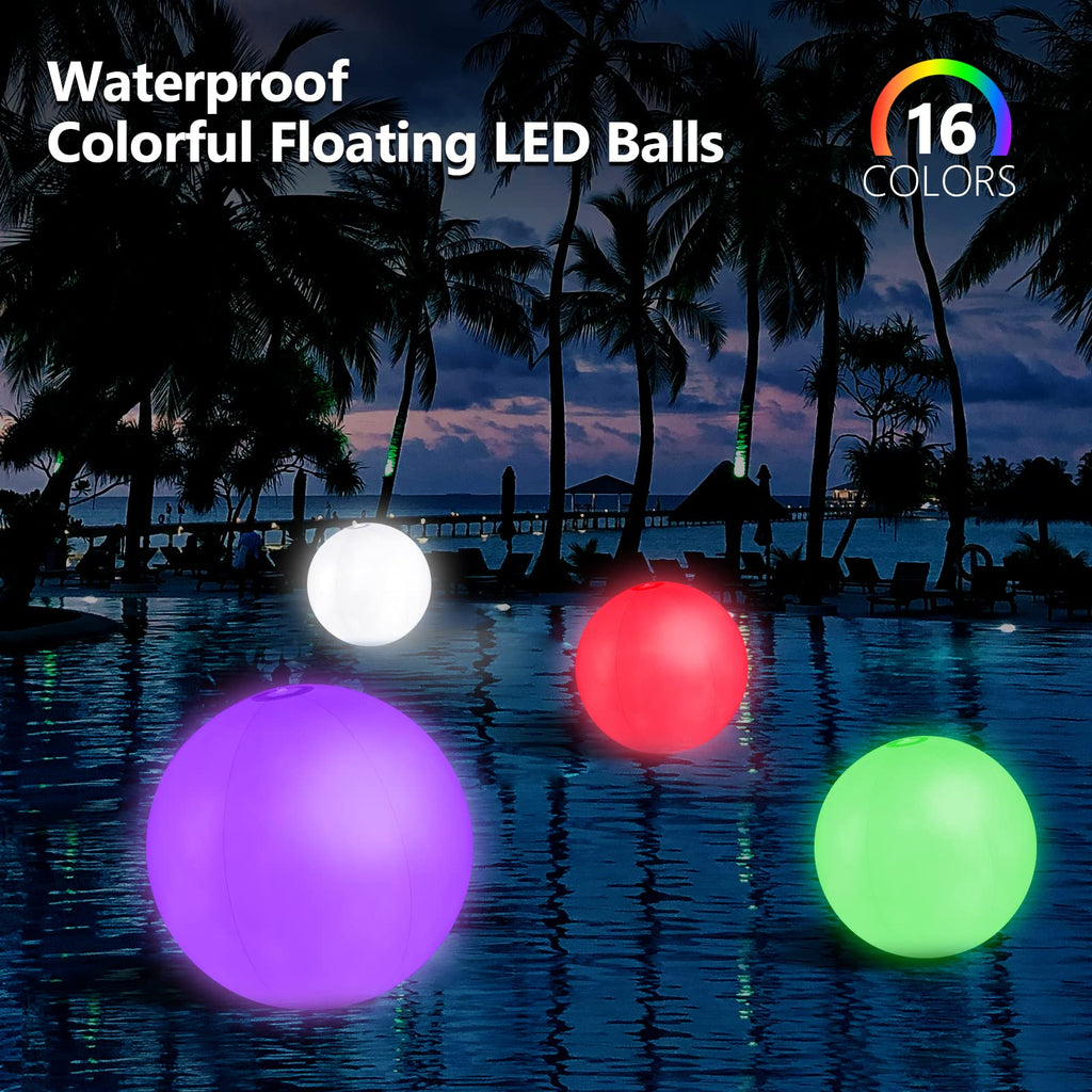 6 Pack Light Up Beach Balls Glow In The Dark Balls Pool Toys Party Games 16'' Large Led Beach Ball With Remote Control - 16 Colo